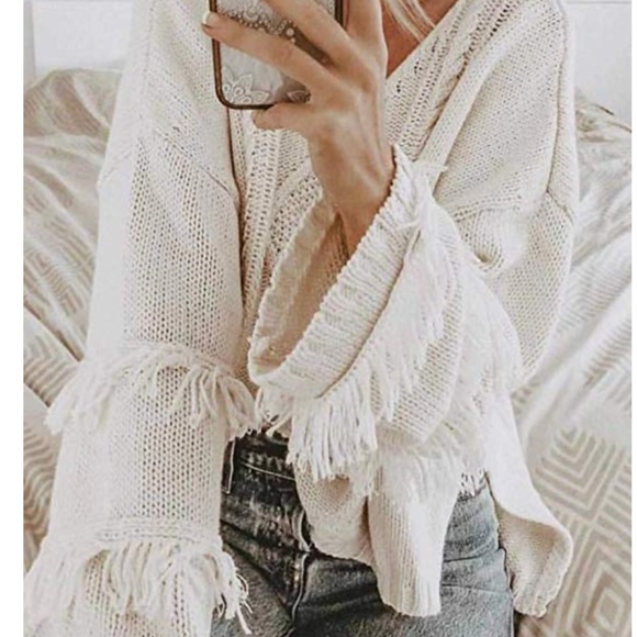 S. the Widow Sweaters - CANDI Fringe Sleeve Sweater